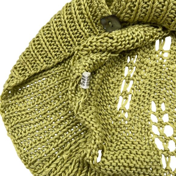 Rico Womens Lime Green Knit Button-Up Cardigan Y2K Style Lightweight Sweater - Picture 4 of 5